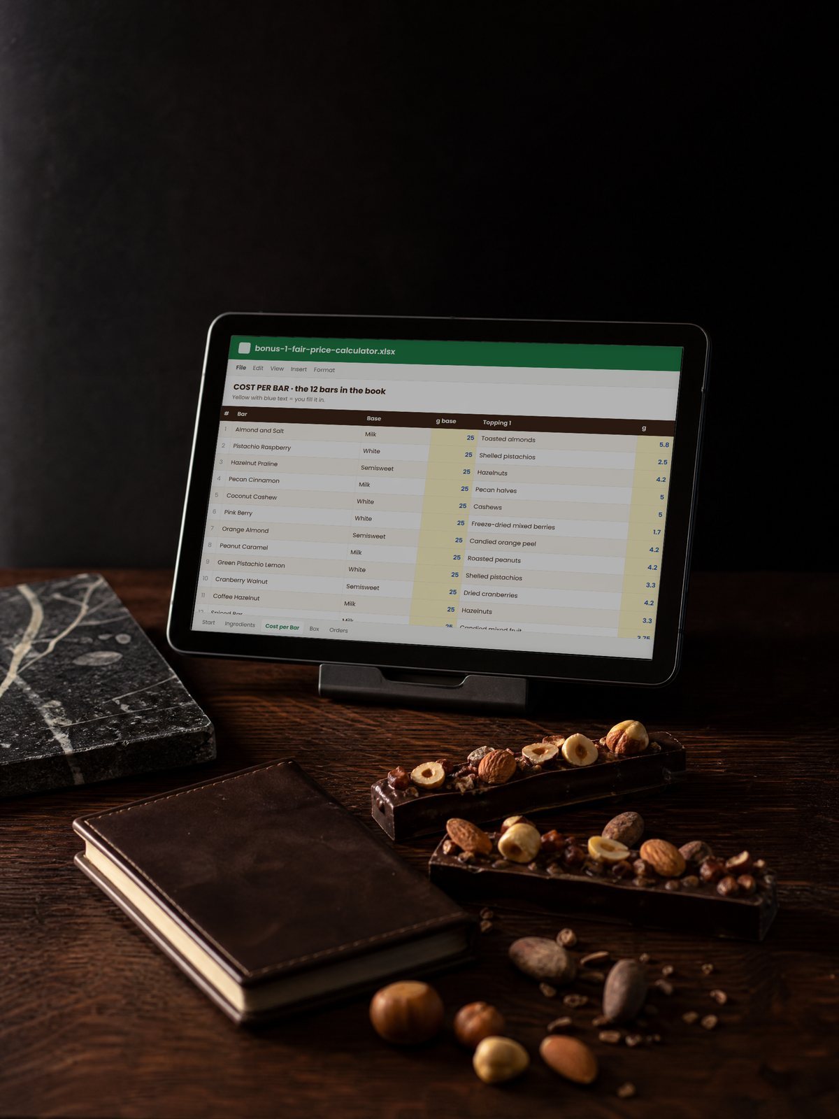 The Fair Price Calculator open on a tablet on the table